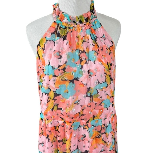 SAYLOR Missie Floral Midi Maxi Dress in Retro Floral Metallic Size Large Spring - Picture 8 of 13